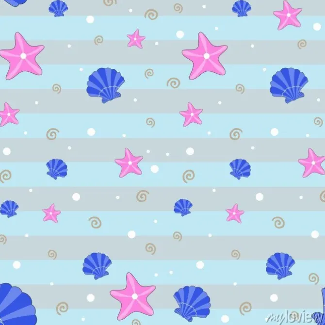 Tapeta: Bez szwu deseń z muszli i elementów morskich