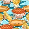 Tapeta: Bez szwu deseń z retro transportu lotniczego. vintage airship