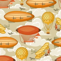 Tapeta: Bez szwu deseń z retro transportu lotniczego. vintage airship