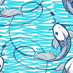 Tapeta: Bez szwu deseń z tuszem ręcznie rysowane ryby na haki na tle