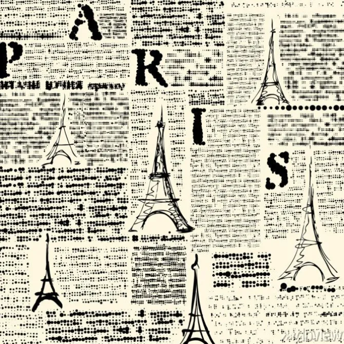 Tapeta: Bez szwu tła deseń. imitacja gazety z halftone słowo paryża.