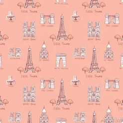 Tapeta: Bez szwu tła z symbolami paryża