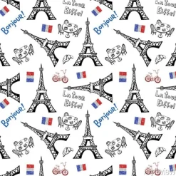 Tapeta: Bez szwu tła z symbolami paryża