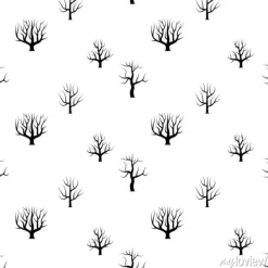 Tapeta: Bezszwowe czarno-białe drzewa zakrzywione bez liści tła. wektorowa