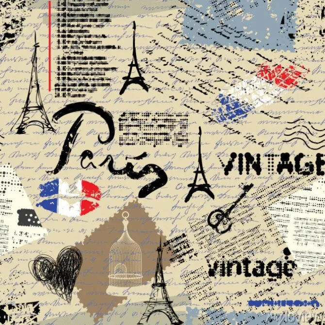 Tapeta: Bezszwowe tło wzór. naśladowanie kolażu vintage notatnik z napisem