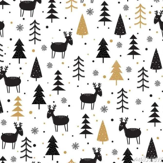 Tapeta: Bezszwowe tło z doodle jelenia