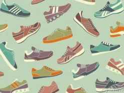 Tapeta: Bezszwowe tło ze zdjęć buty sportowe