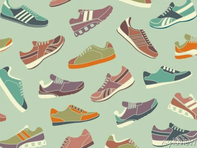 Tapeta: Bezszwowe tło ze zdjęć buty sportowe