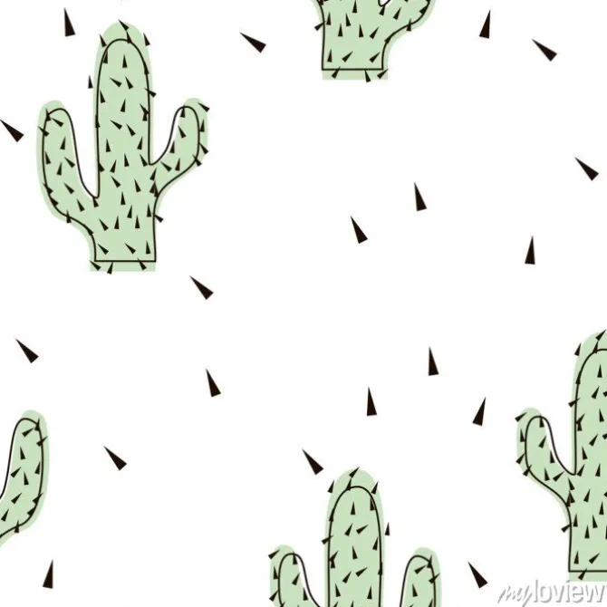 Tapeta: Bezszwowy abstrakcjonistyczny nowożytny zielony kaktusa wzór