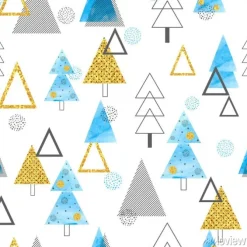 Tapeta: Bezszwowy choinka wzór w retro stylu. tło wakacje wektor w kolorach