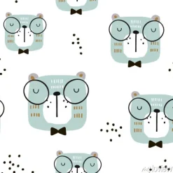 Tapeta: Bezszwowy dziecięcy wzór z ślicznymi kot twarzami. twórczy scandinavian