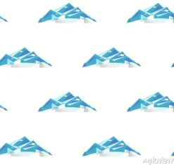 Tapeta: Bezszwowy tło z pasiastą jaskrawą górą i wzgórzami w śniegu,