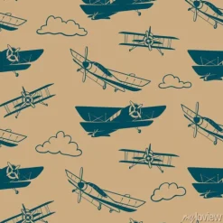 Tapeta: Bezszwowy wektoru wzór z rocznika samolotem