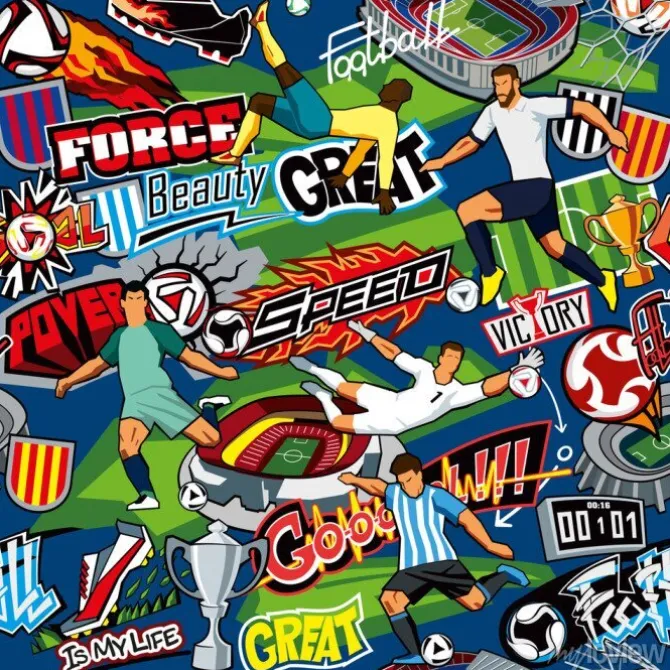 Tapeta: Bezszwowy wzór. atrybuty piłki nożnej, piłkarze różnych drużyn,