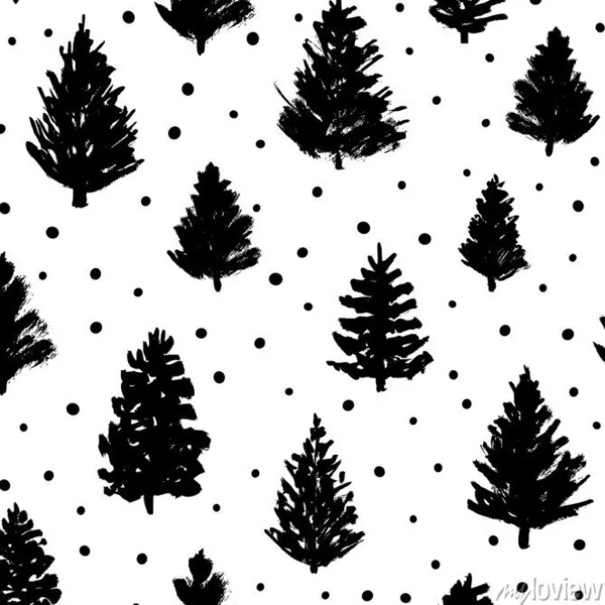 Tapeta: Bezszwowy wzór z choinkami szkice