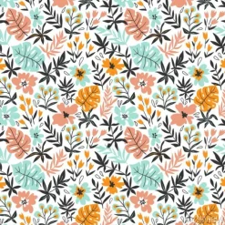 Tapeta: Bezszwowy wzór z dzikimi tropikalnymi roślinami i kwiatami. zwrotnik