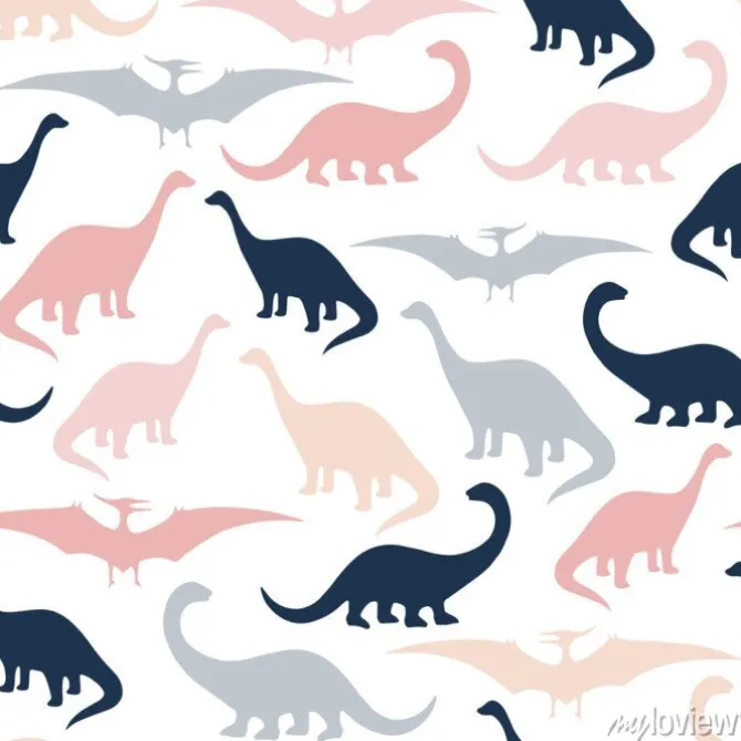 Tapeta: Bezszwowy wzór z kreskówka dinosaurami. do kart, imprez, banerów
