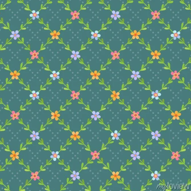 Tapeta: Bezszwowy wzór z kwiatami i liśćmi