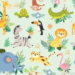 Tapeta: Bezszwowy wzór z ślicznym dzikim zwierzęciem. afrykańska safari.