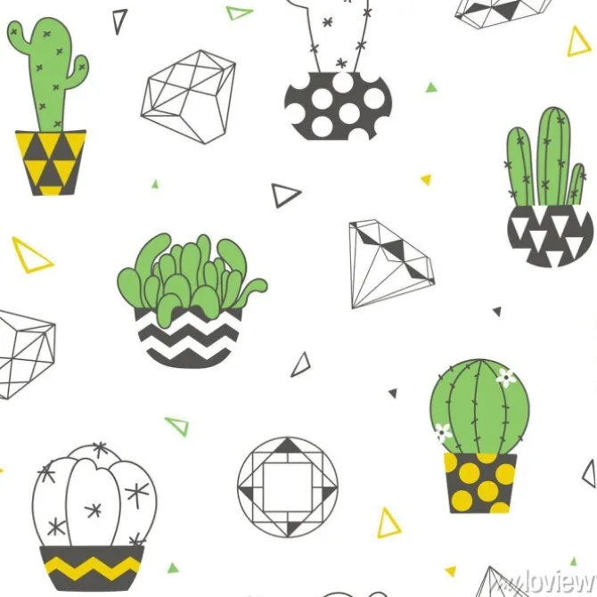 Tapeta: Bezszwowy wzór z śmiesznymi kaktusami
