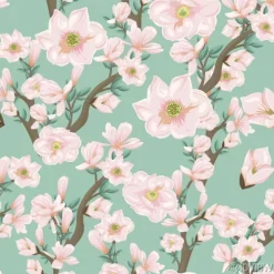 Tapeta: Bezszwowy wzór z różowymi kwiatonośnymi gałąź