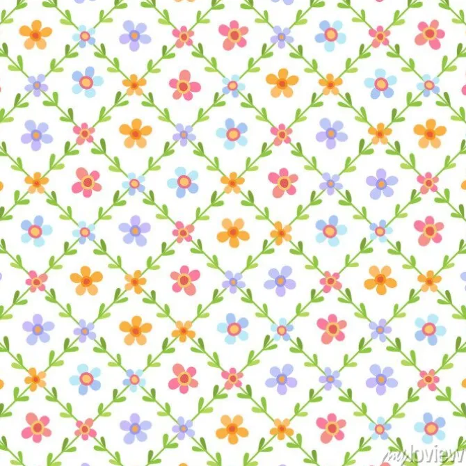 Tapeta: Bezszwowy wzór z stubarwnymi kwiatami