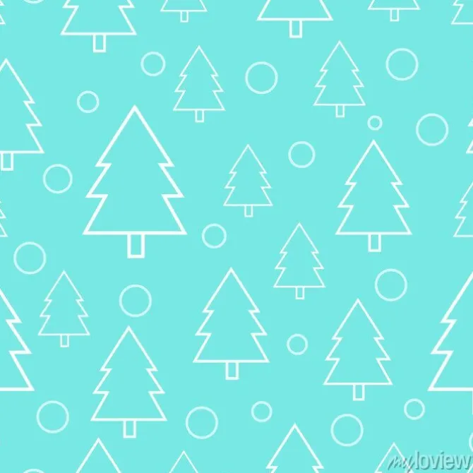 Tapeta: Białej choinki kreskowej sztuki wektorowy bezszwowy wzór. minimalny