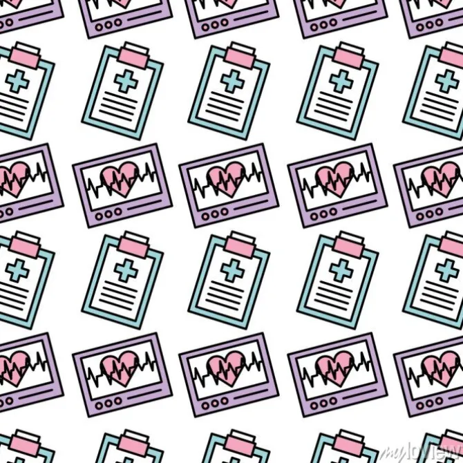 Tapeta: Bicie serca i lista kontrolna ilustracja wektorowa obraz bez