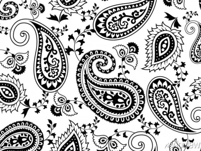 Tapeta: Black and white vector paisley seamless pattern for fashion and
