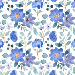 Tapeta: Blue floral seamless pattern with watercolor
