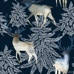 Tapeta: Bożenarodzeniowy bezszwowy wzór z deers. ilustracja akwarela