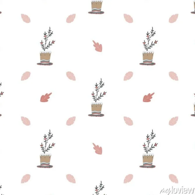 Tapeta: Bożenarodzeniowy tekstura wzór w skandynawa stylu z kwiatów i