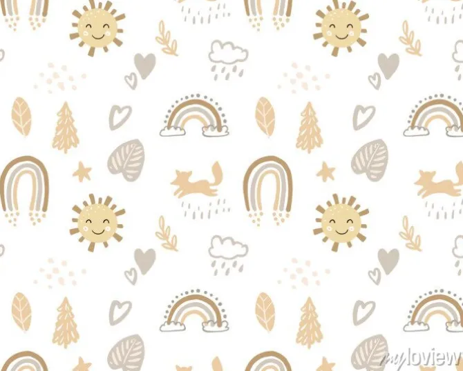 Tapeta: Boho seamless rainbow pattern vector kids