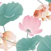 Tapeta: Botanical seamless pattern, pink lotus flowers and goldfish on
