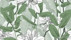 Tapeta: Botaniczny wzór, liście bananowca, winorośli i inne liście na