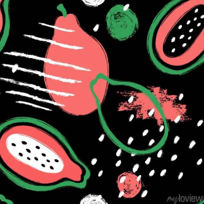 Tapeta: Brush grunge papaja seamless pattern.