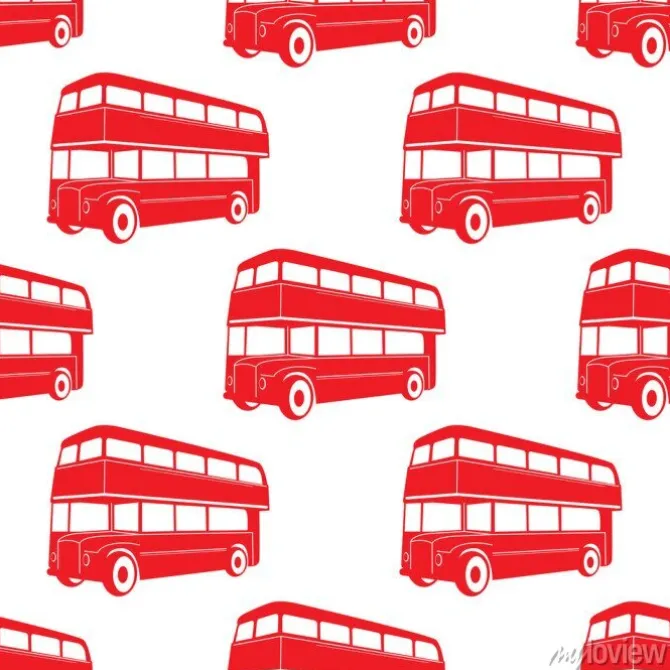 Tapeta: Brytyjski wzór z double decker czerwony autobus.