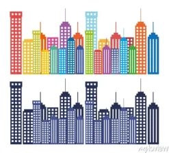 Tapeta: Budynki miasta ustawić ikonę sylwetka