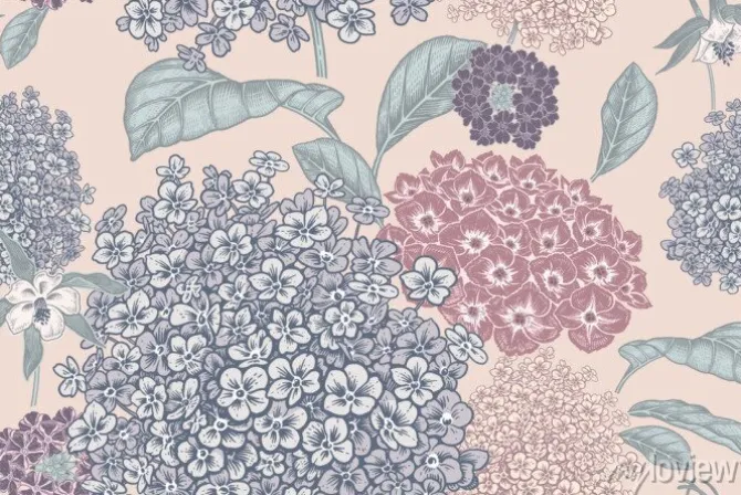 Tapeta: Bujne kwiaty na beżowym tle