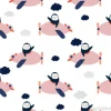 Tapeta: Cartoon penguin flies on airplane, animal pilot, childish vector