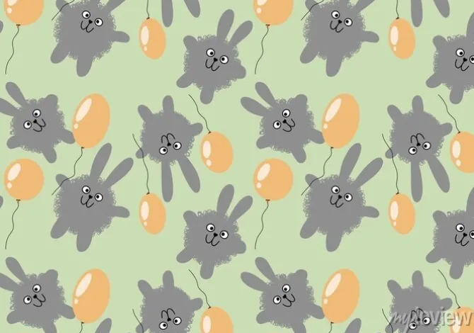 Tapeta: Cartoon animals seamless rabbit bunnies pattern for wrapping