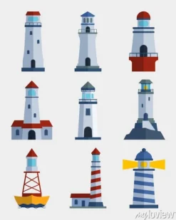 Tapeta: Cartoon płaska latarnia morska searchlight wieża dla morskich