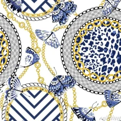 Tapeta: Chain seamless pattern with leopard skin elements and butterflies.