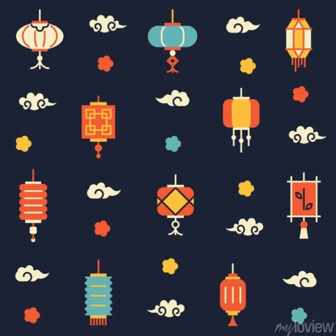 Tapeta: Chi? ski wzór latarniach