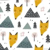 Tapeta: Childish seamless pattern with forest, mountain and fox. good