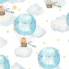 Tapeta: Childrens seamless pattern with animals in balloons, cute childrens