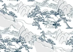 Tapeta: Chinese lanscape japanese vector pattern oriental mountais seamless