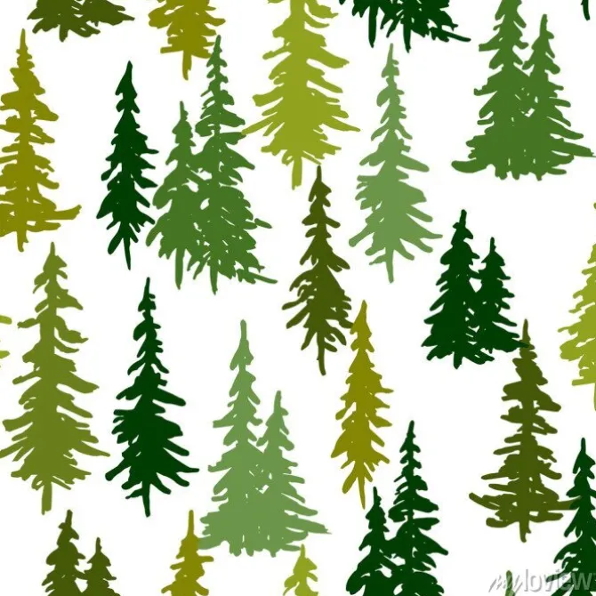 Tapeta: Christmas and new year vector seamless pattern with green pine