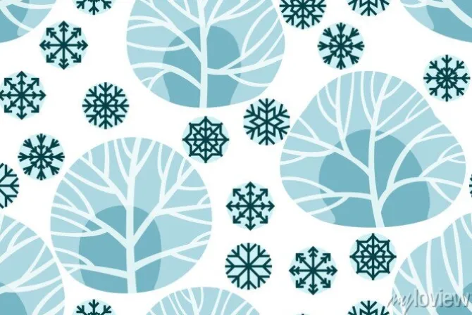 Tapeta: Christmas and new year seamless vector pattern with trees and