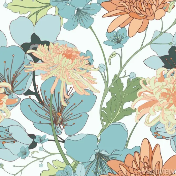 Tapeta: Chryzantema kwiat bezszwowe wektor wzór